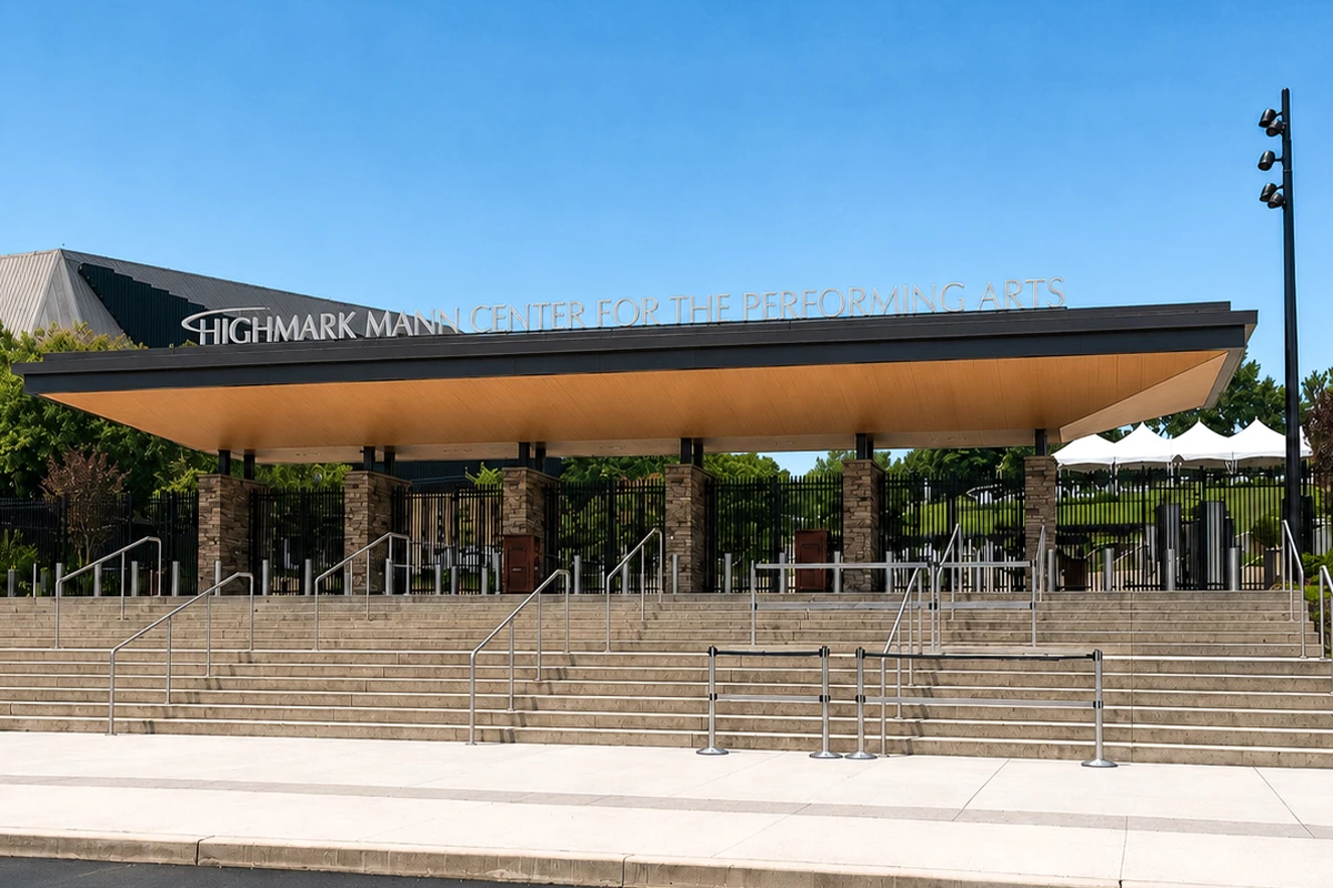 Controsoffitti in alluminio per il nuovo ingresso del Mann Center a Philadelphia
